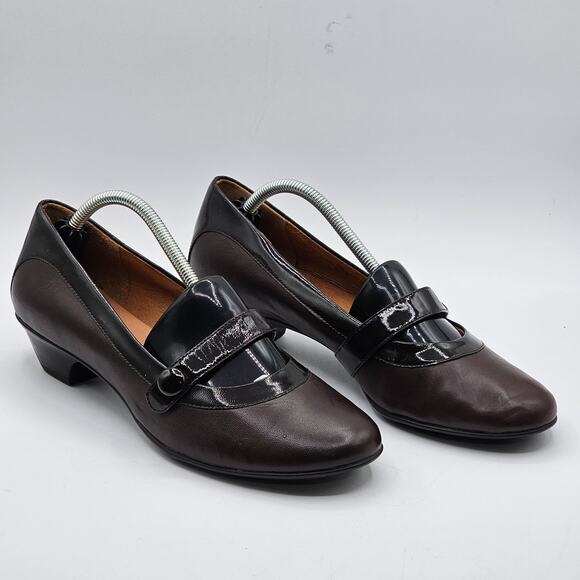 Sofft Mary Janes Womens 8.5 Leather Two-Tone Brown Heel Closed Toe Comfort Shoe - Picture 2 of 7